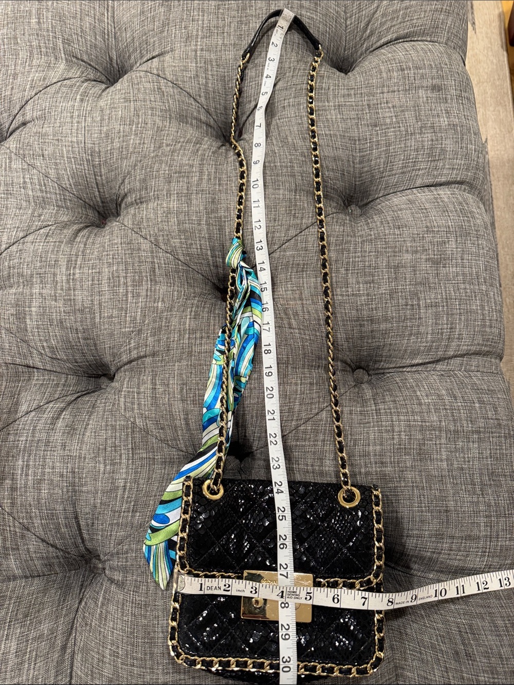 Michael Kors Bag Sloan Python Embossed Black Leather Convertible Crossbody - Picture 17 of 17